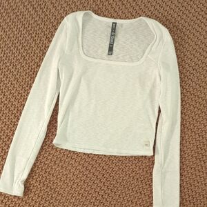 Vuori Cream Square Neck Long Sleeve Blouse